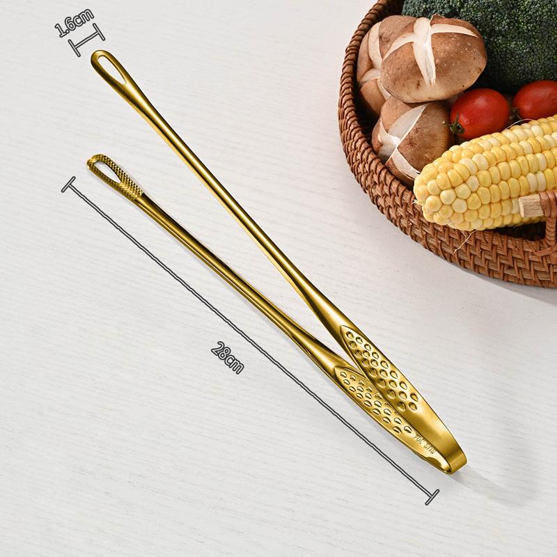 304 Stainless Steel Grill Tongs Korean BBQ Tongs Non-Slip Steak Clip Kitchen Tong for Cooking Pasta Salads Buffet Food Serving