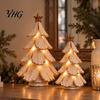 Festive Christmas Room Decor Vintage Lighted Tree Figurine, Glowing Tabletop Centerpiece with LED Indoor Light Decorations Light, Holiday Winter Pine