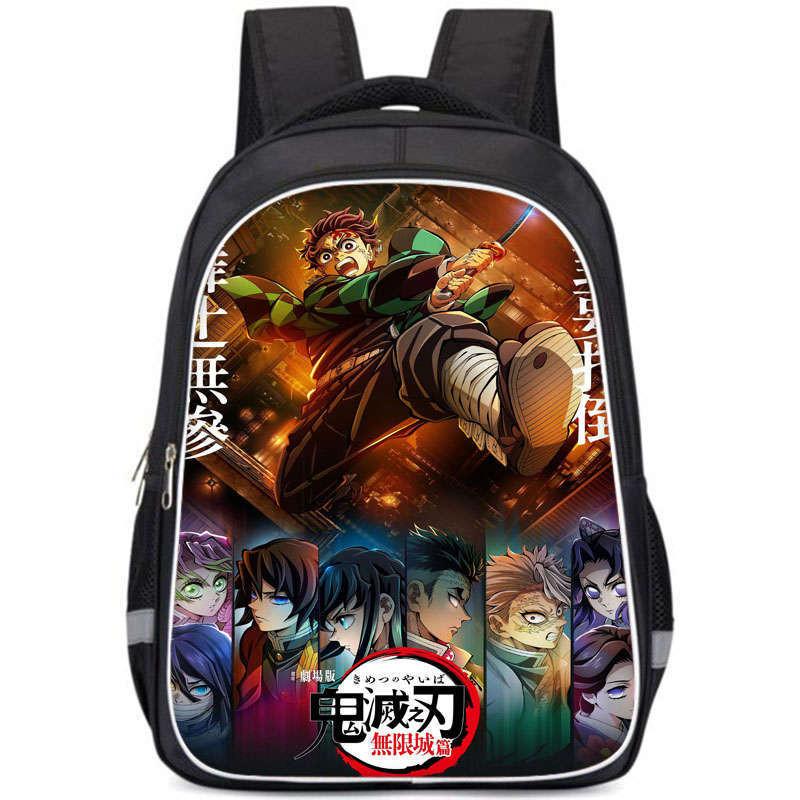Demon Slayer College Backpack With Double Layer Storage And Trendy Crossborder Style For Students