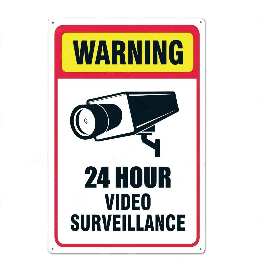 High Definition Tin Sign Private Property No Trespassing H Surveillance Warning Metal Wall Art Decor for Yard Home Security