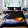 Ice Hockey Sport Duvet Cover Burning Hockey Ball for Teen Athlete Black Polyester Quilt Cover for Friend Gift Bedroom Decoration