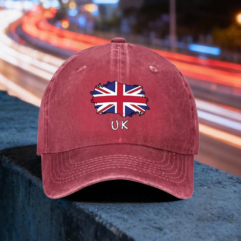 UK Flag Distressed Baseball Cap Washed Cotton Adjustable Vintage Sun Hat Outdoor Travel Cap