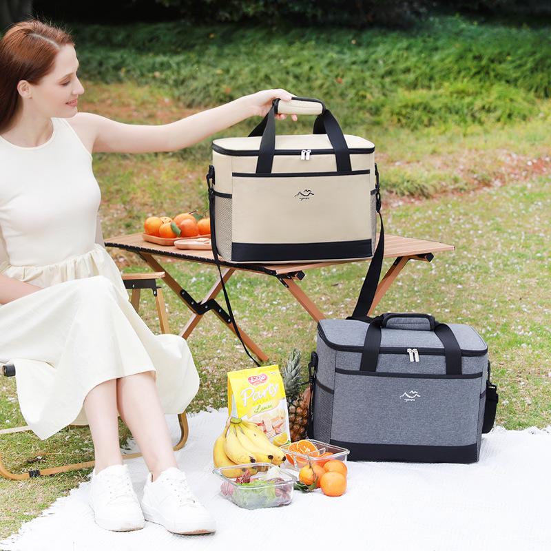 Large Capacity Insulated Picnic & Camping Lunch Bag - Portable with Cold-Keeping Ice Pack