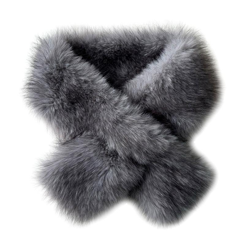 Imitation Fuchs Pelz Schal Winter Einfache Mode Vielseitiger Kreuzschal Pelzkragen Doppelseitig Verdickter Warmer Plüschschal