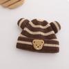 Cartoon Streifen Baby Mütze Niedliche Bärenohren Säugling Strickmütze Winter Warm Kinder Häkelmützen Kleinkind Mädchen Jungen Mütze