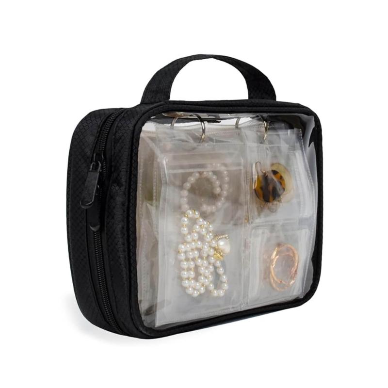 

Travel Friendly Clear Sturdy PVC Jewelry Case with Zipper Jewelry Accessory for Organizing Earrings and Necklaces
