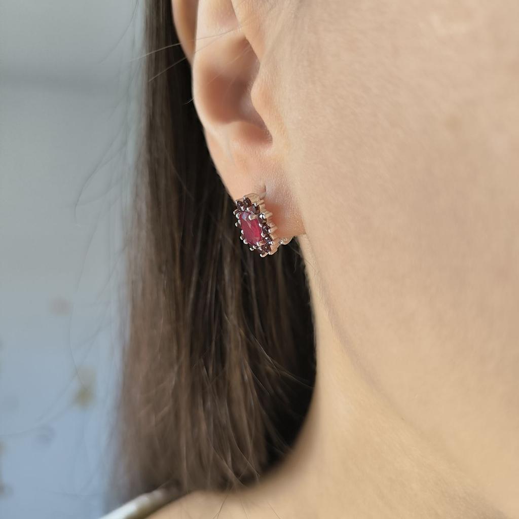 Silver Earrings with Natural Ruby 3.225ct, Garnet (2195528)