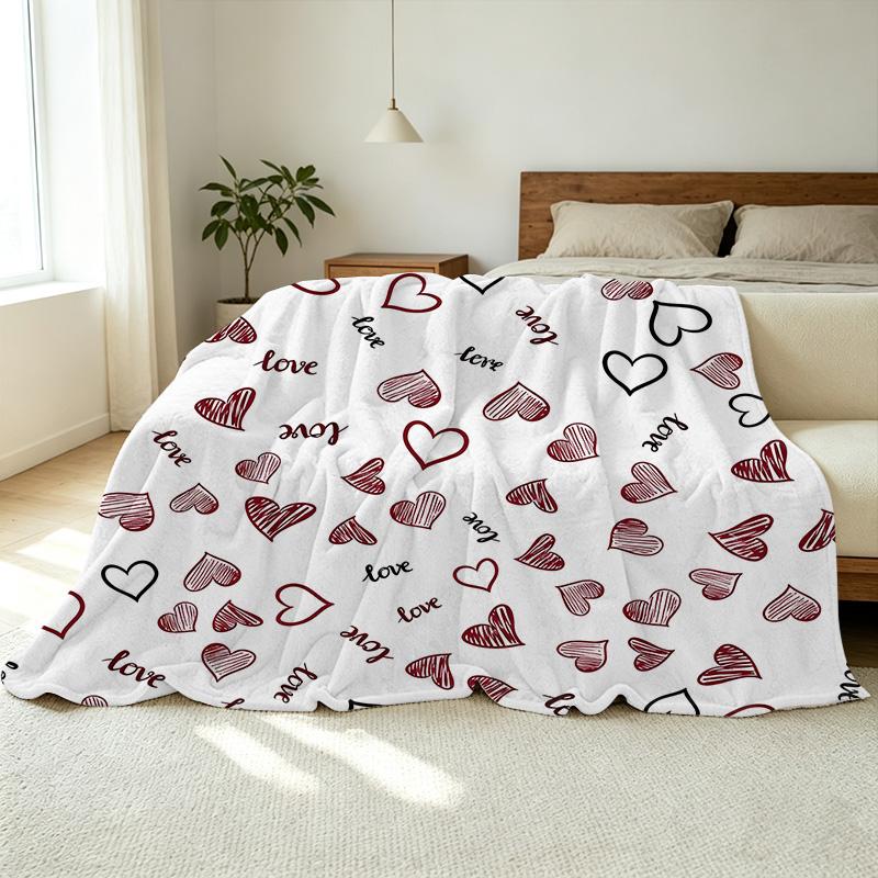 Heart Series Flannel Throw Blanket, High-Density Plush Soft & Skin-Friendly, Ideal for Home, Car & AC Use, Perfect Valentine's Day Gift