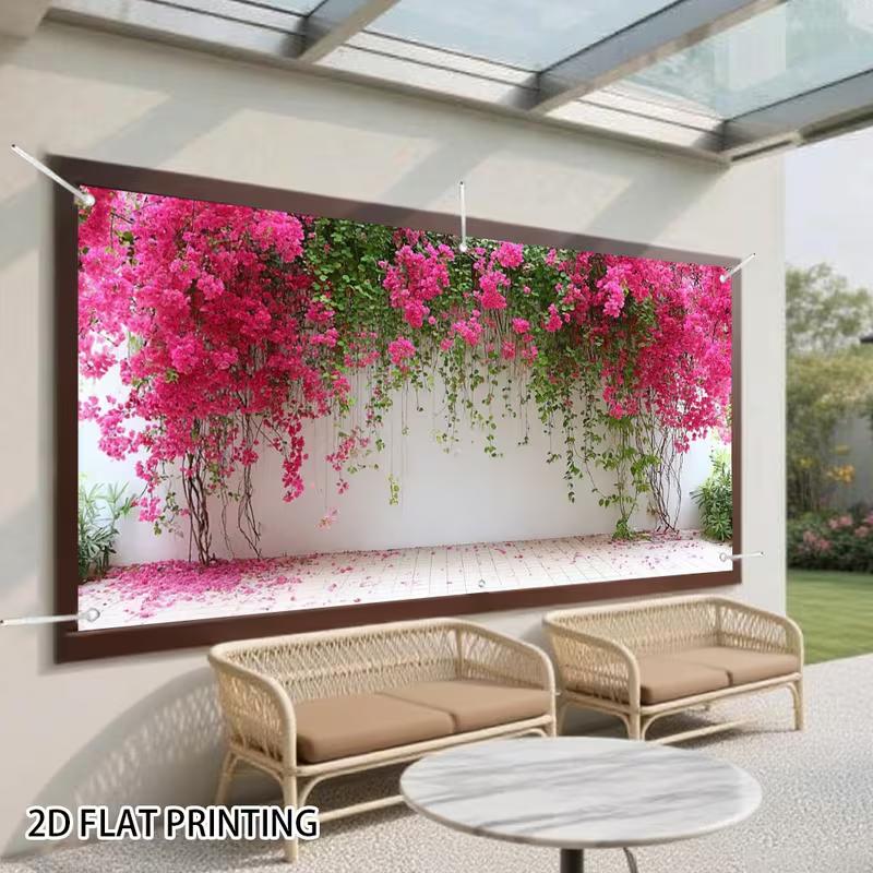 2D Cottage Falling Flower White Tile Base Garden Photo Background