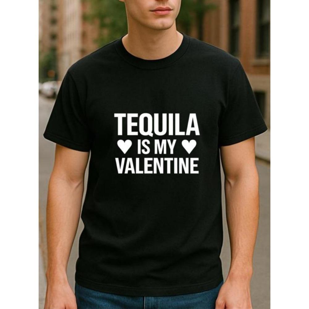 

European Sizes Heart-Shaped Print T-Shirt _ Suitable for Daily and Home Wear, Fun Valentine S Day Outfit, Versatile for All Seasons, Casual Fit XXXXXL чорний