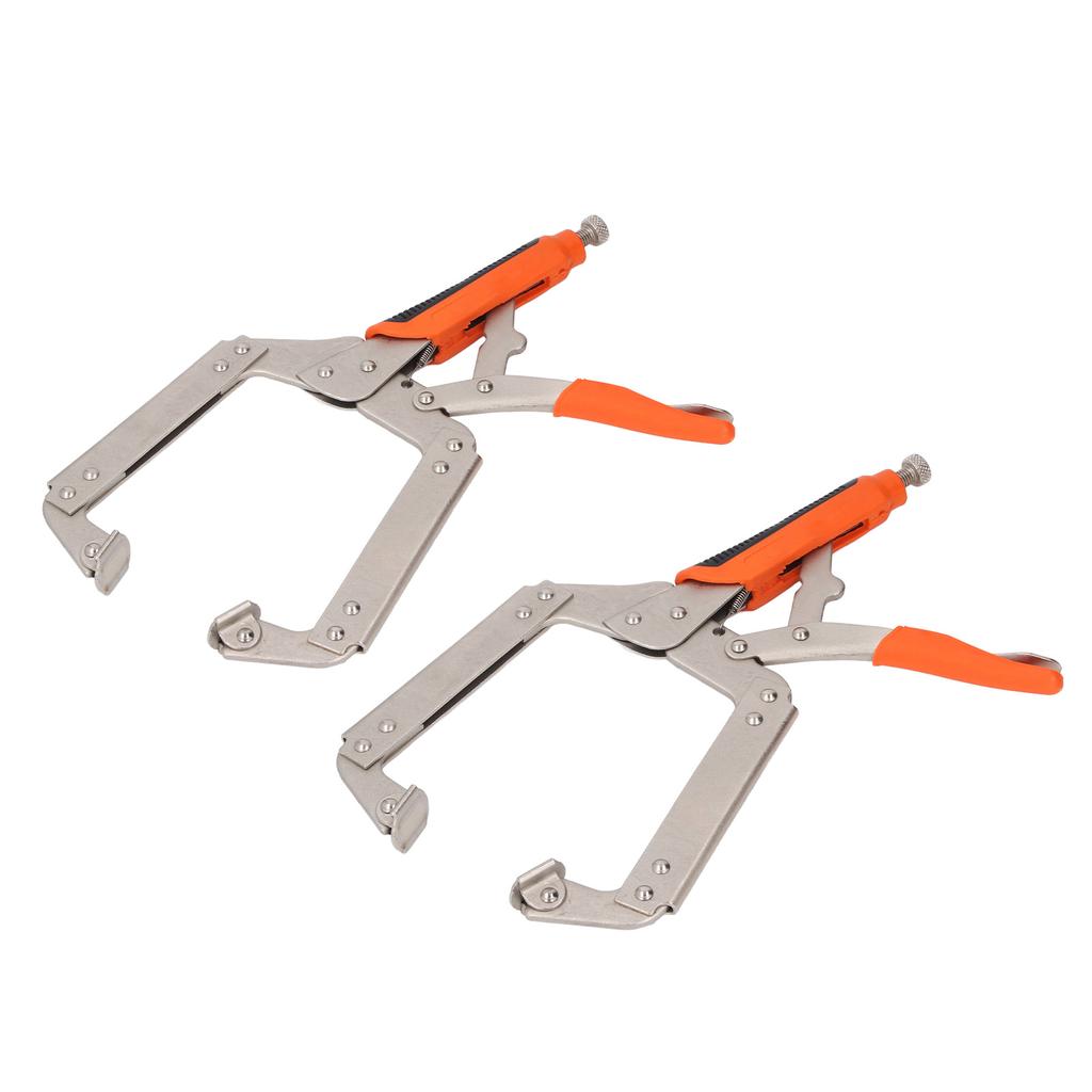2Pcs Locking C Clamp Pliers Set Heavy Duty Woodworking Face Clamp with Rotating Pads for Welding