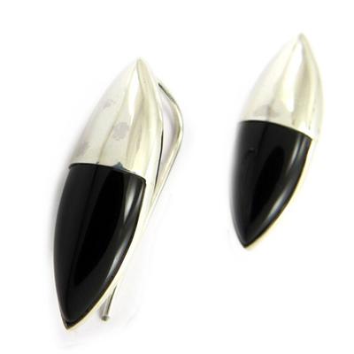 [G9187] - Silver 'Eva' Onyx Earrings