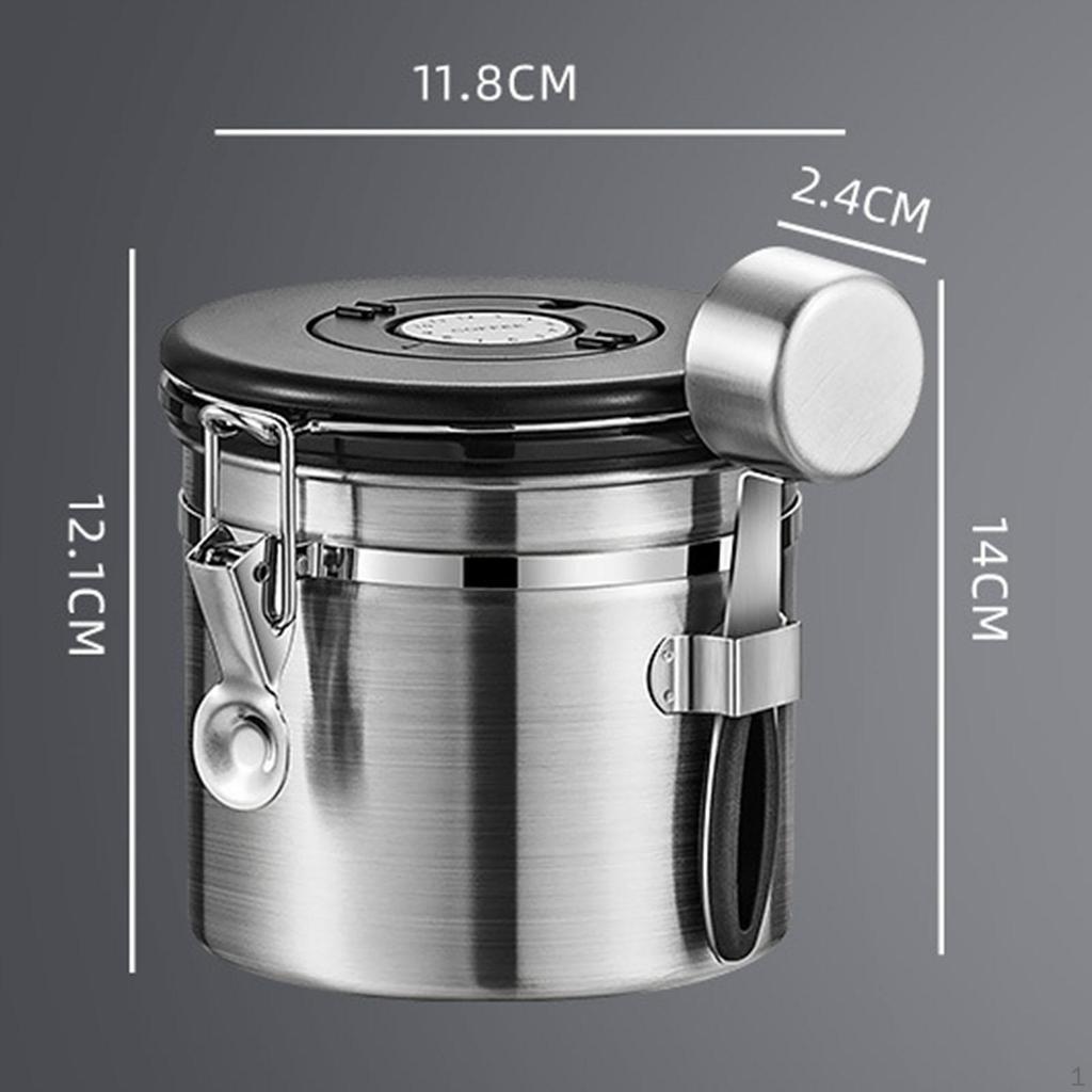 Coffee Canister Airtight Storage Container Stainless Steel Bean Jar with