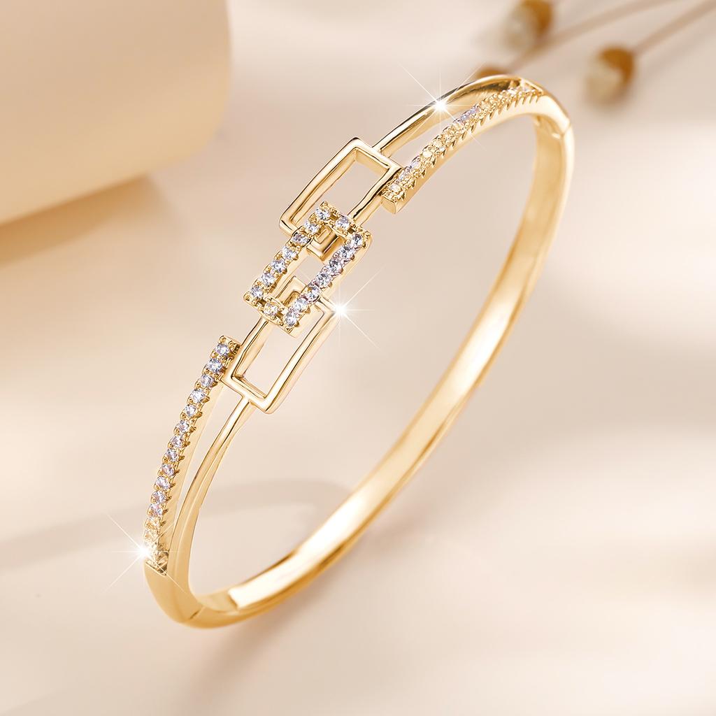 European and American Retro Style Geometric Cross Rectangular Stone Bracelet Women's Trendy Exquisite Bracelet