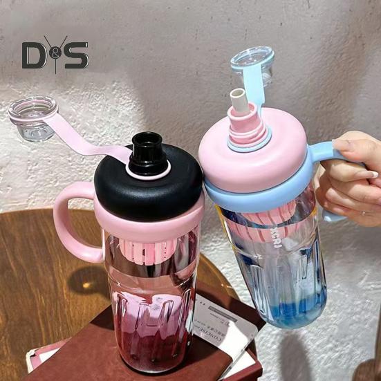 Reusable Drinking Mug Iced Coffee Cup Gradient Color Smoothie Cup 950ml Tumbler with Straw Leakproof BPA-Free Plastic Cup for Students