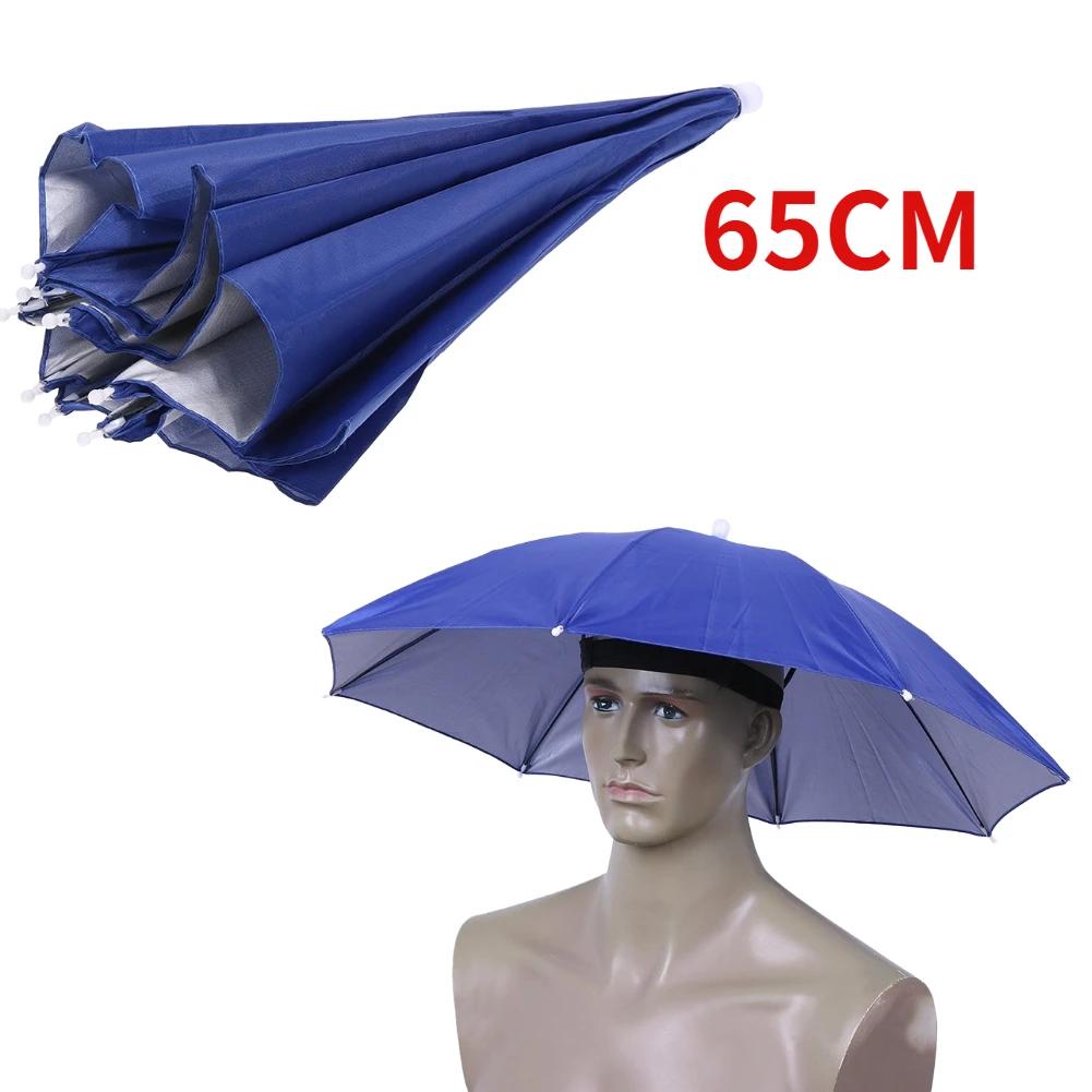 Outdoor Foldable Head Umbrella Hat Anti-Rain Anti-Sun Head-Mounted Headwear Sun Cap for Fishing Golf Cycling Hiking Camping