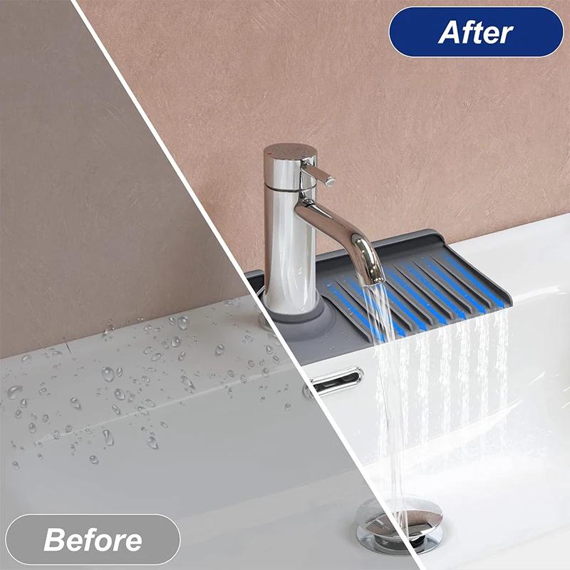 Kitchen Sink Anti-spray and Drain Water Retaining Pad Silicone Faucet Splashproof Pad Bathroom Kitchen Accessories