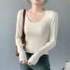 Round Neck Base Shirt for Women Spring Autumn Winter Styles Inner Outer Wear Slim Fit Versatile Solid Color Long Sleeved T-shirt Top