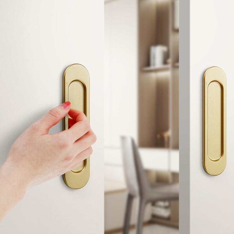 4pcs Auto Adhesive Sliding Door Handle Modern Aluminum Alloy Sliding Door Pulls for Cabinets Furniture