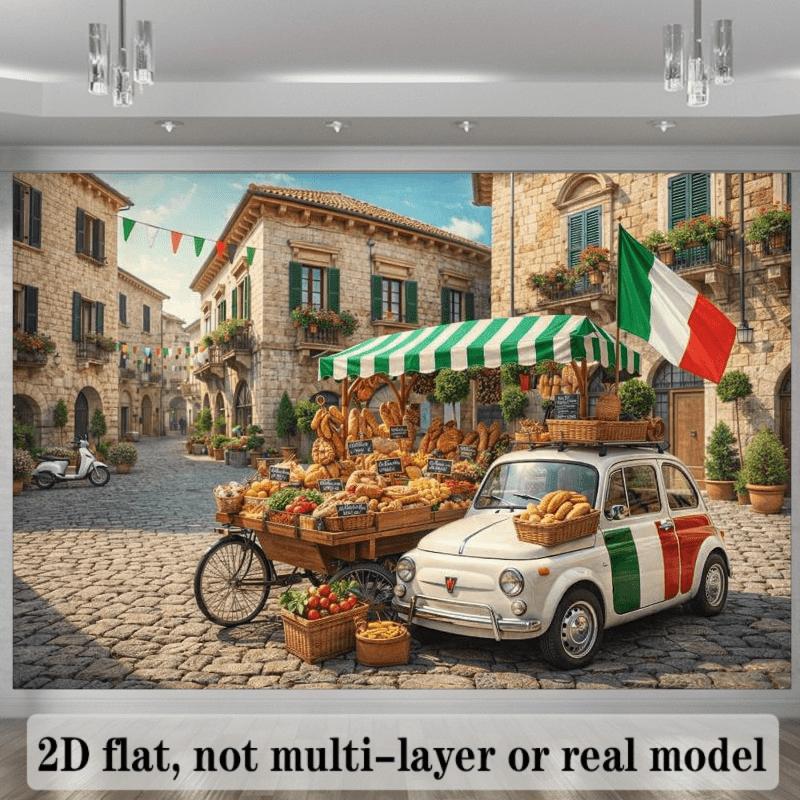 2D plane 1 piece of retro market background fabric suitable for photography background applicable for indoor and outdoor use.
