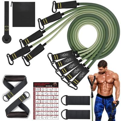 Conjunto de Bandas de Resistência Multifuncionais de 11 Peças Profissional Fitness Elástico de Borracha Expansor de Treino Acessórios Portáteis para Academia em Casa