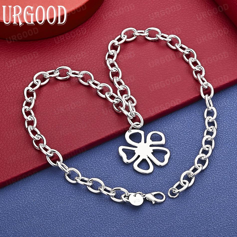 Exquisite 925 Sterling Silver Openwork Flower Necklace - Banquet Gift Jewelry