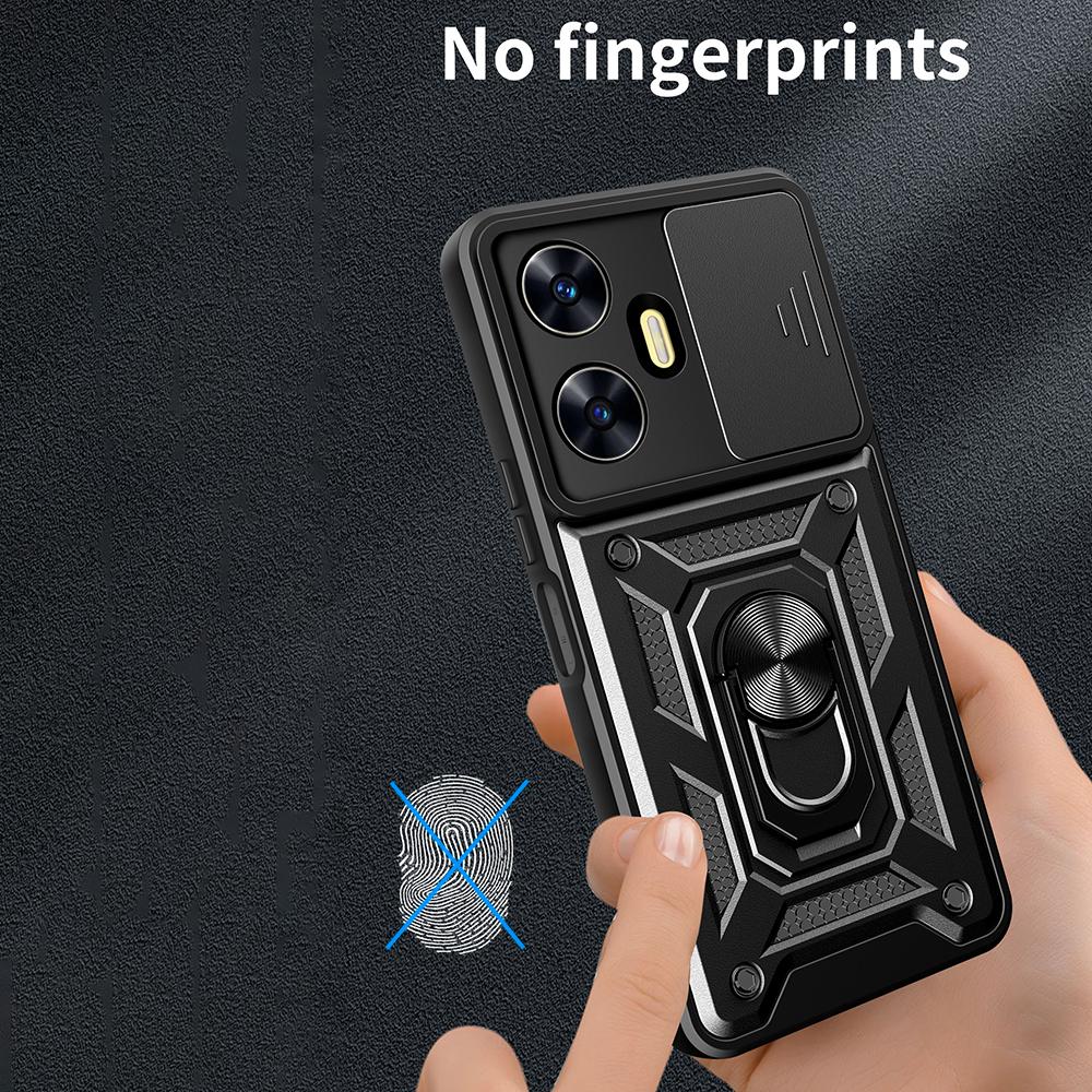 For Realme C55 4G Kickstand Phone Case Slide Camera Protection PC+TPU Car Mount Phone Cover