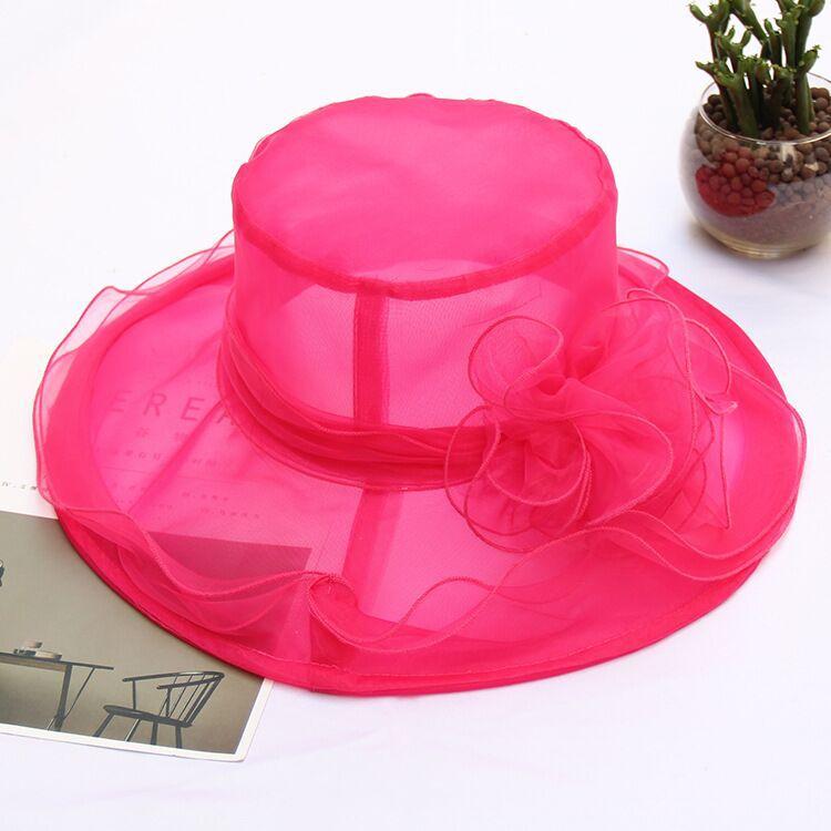 Organza Sun Hat Flower UV Protection Sunshade Beach Hat Small Mesh