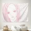 NNANA Anime Rosa Skizze Wandteppich Retro Manga Ästhetik Polyester Wandbehang für Schlafzimmer Wohnheim Y2K Anime Raumdekoration