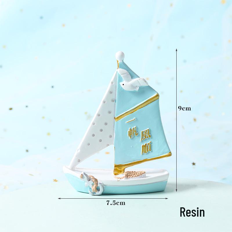Smooth Sailing Graduation Cake Topper – Small Sailboat Decoration for Desserts and Parties