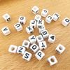 6x6mm Black Letter Beads On White Acrylic Squares for DIY Jewelry and Creative Accessories