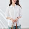 Pure Cotton White Shirt for Women Short-sleeved French Niche Design Top Loose Age-reducing High-end Korean Style Clothes