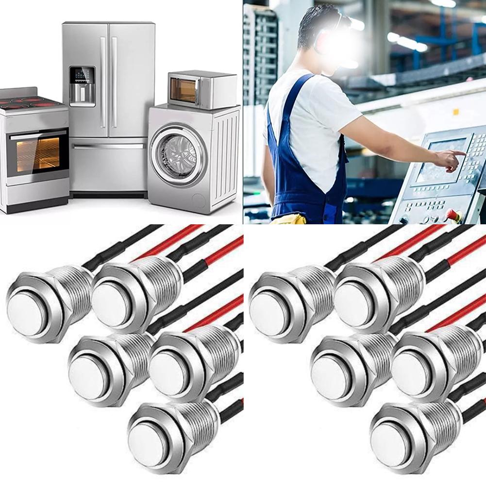 Set of Ten Reliable Waterproof Momentary Push Buttons in a Space Saving Design Great for Multiple Applications
