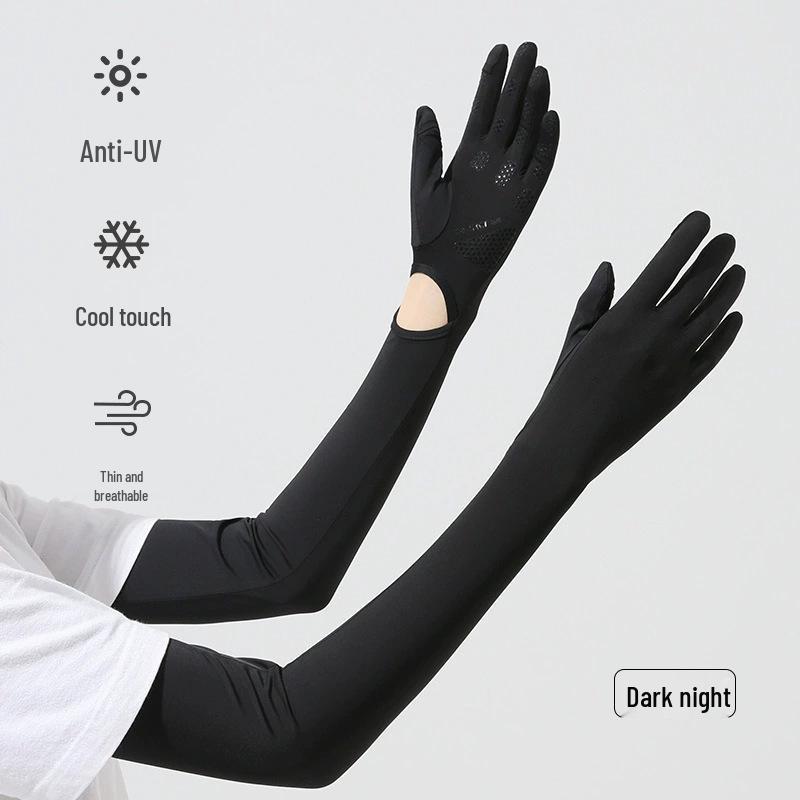 Ice Silk UV Protection Sleeves: Long Sleeve, Touchscreen-Ready for Outdoor Cycling & Driving.