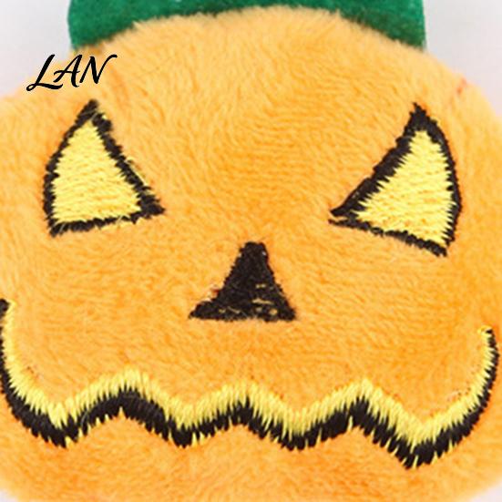 Stuffed Halloween Cat Toy Pumpkin Toy, Squeaky Chew Soft Plush with Feathers for Indoor Cats Self-entertainment