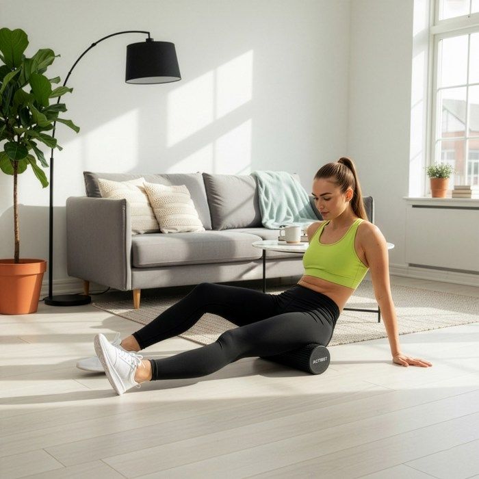 ACTIGET Rouleau de fitness pour massage corporel, masseur en mousse, rouleau souple, noir