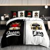 King Quen Crown Print Soft with Soft Fabric Duvet Cover Soft Breathable Beding for Al Seasons Includes 1 Soft Duvet Cover plus 2 Pilowcases