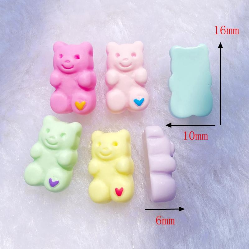 20Pcs New Cute Resin Cartoon Little Bear Series Flat Back Manicure Parts Embellishments For Hair Bows Accessories