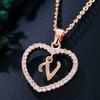 Heart Letters 26 Love Crystal Women Silver Plated Chain Jewelry Necklace