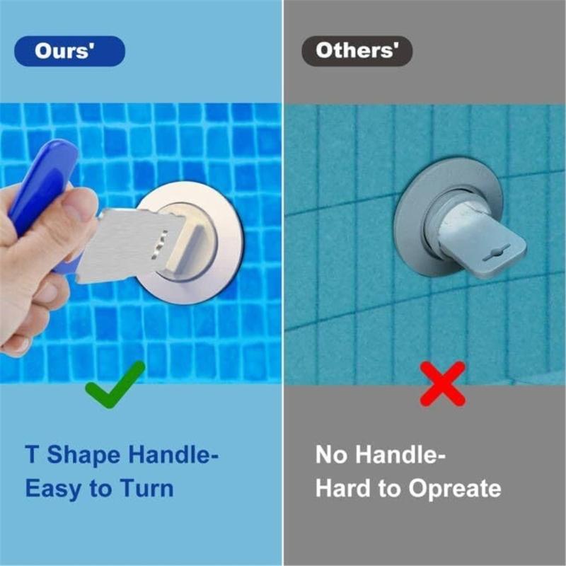 Wydajne narzędzie do usuwania dysz basenowych z ergonomicznym gumowym uchwytem do kwadratowych korków spustowych w basenach naziemnych