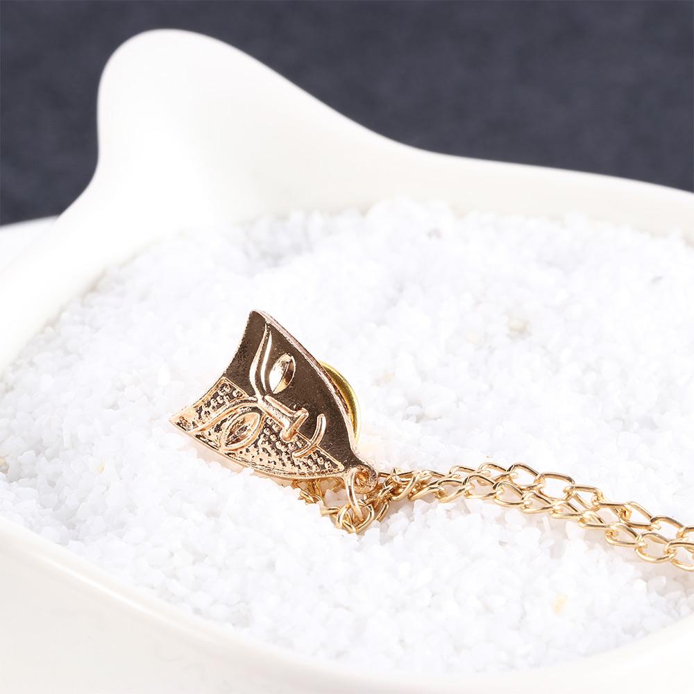 Gold Color Suit Accessories Lapel Pins Tassel Brooches Brooch Mask Tassel Chain Brooch Women Men