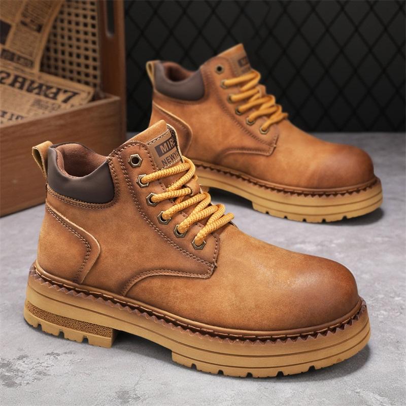 Herren Stiefeletten Echtes Leder Kurze Stiefel Retro Tooling Stiefel Freizeitschuhe