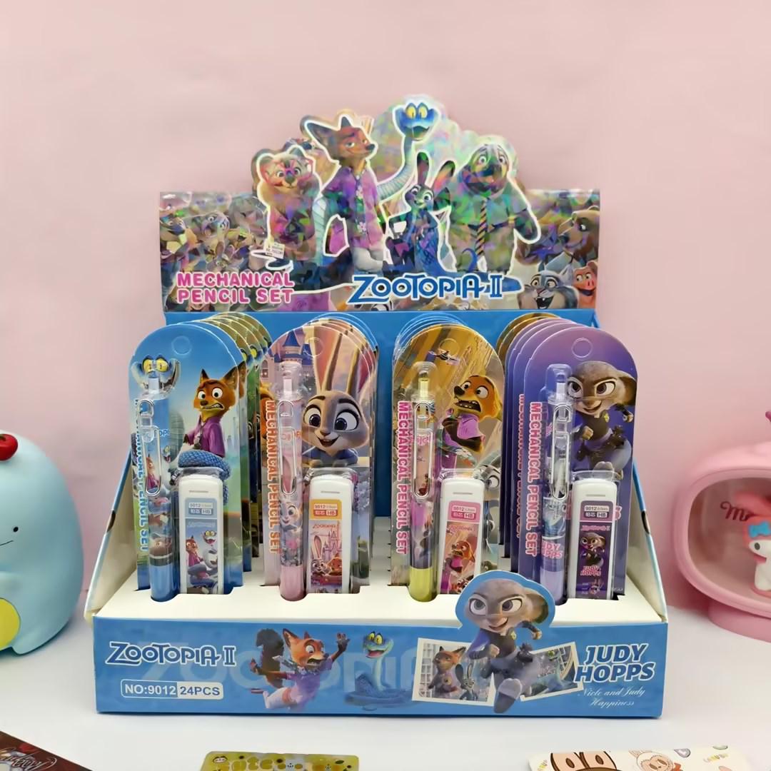 Cute Cartoon Delta Action Mechanical Pencil Set, 0.5mm, No-Sharpening Needed, Model DJ-9030