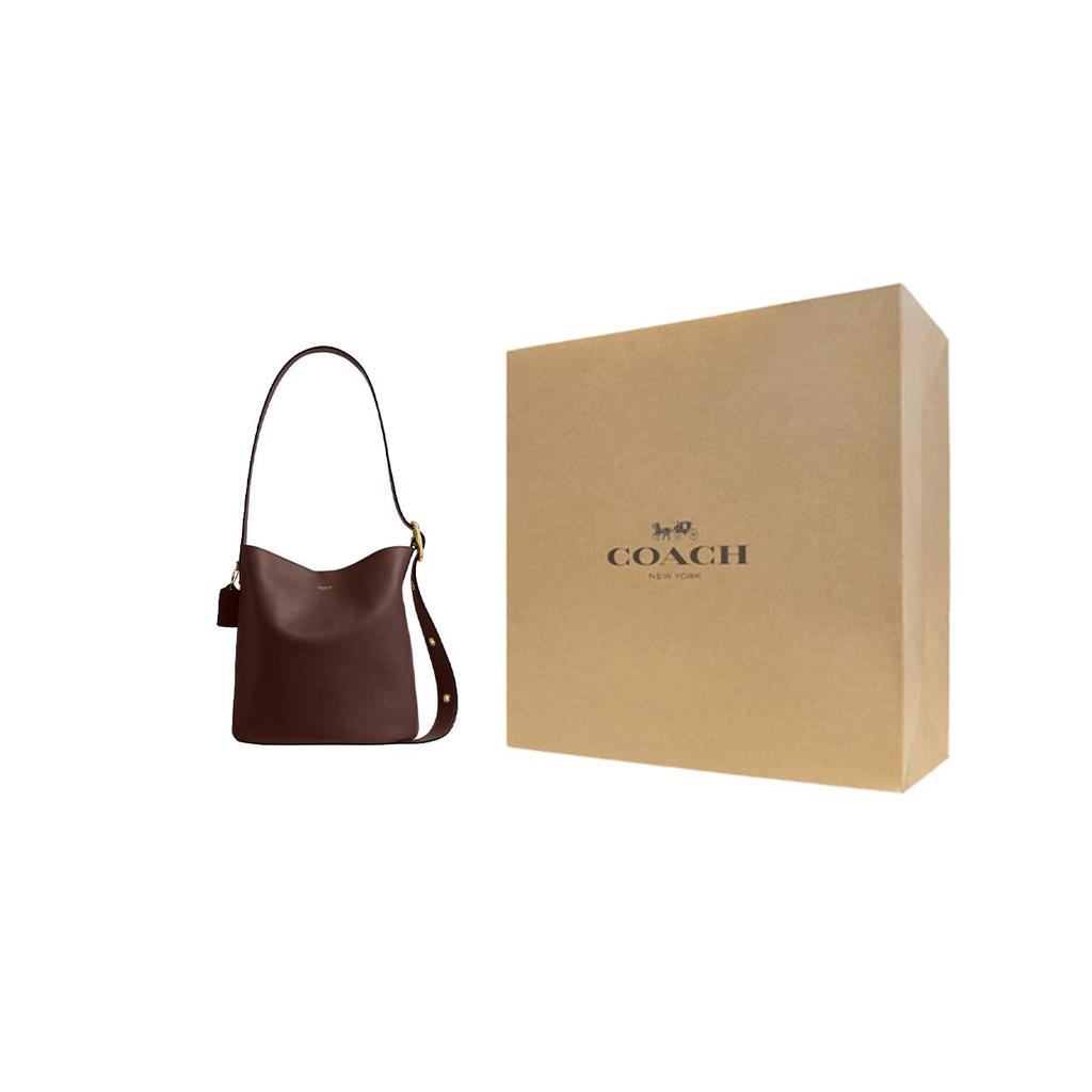 COACH Bleecker Cow Leather Bucket Bag, Shoulder Bag Large Women's Maple Brown CCC23-B4MPL
