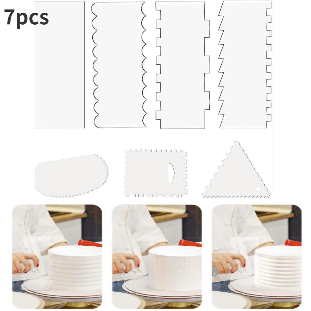 Klare Tortenspatel Verschiedene Formen Tortenränder Tortendekoration Zuckerguss Dekorationskamm Glatter Spatel Küchen Backen DIY Werkzeuge