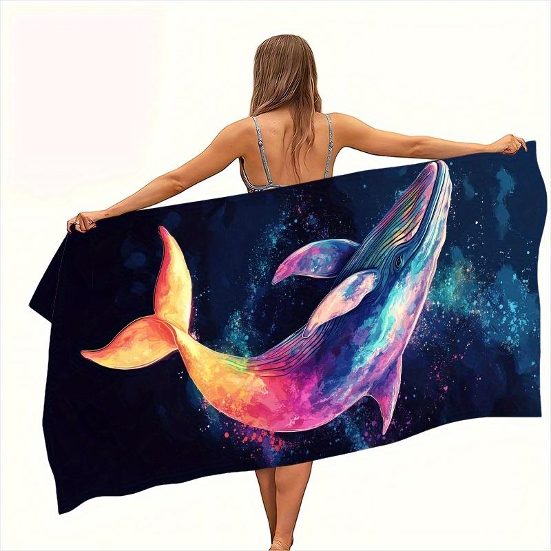 Colorful Whale Galaxy Print Beach Towel Polyester Soft Quick Dry Large Bath Towel Summer Swimming Pool Surfing Blanket