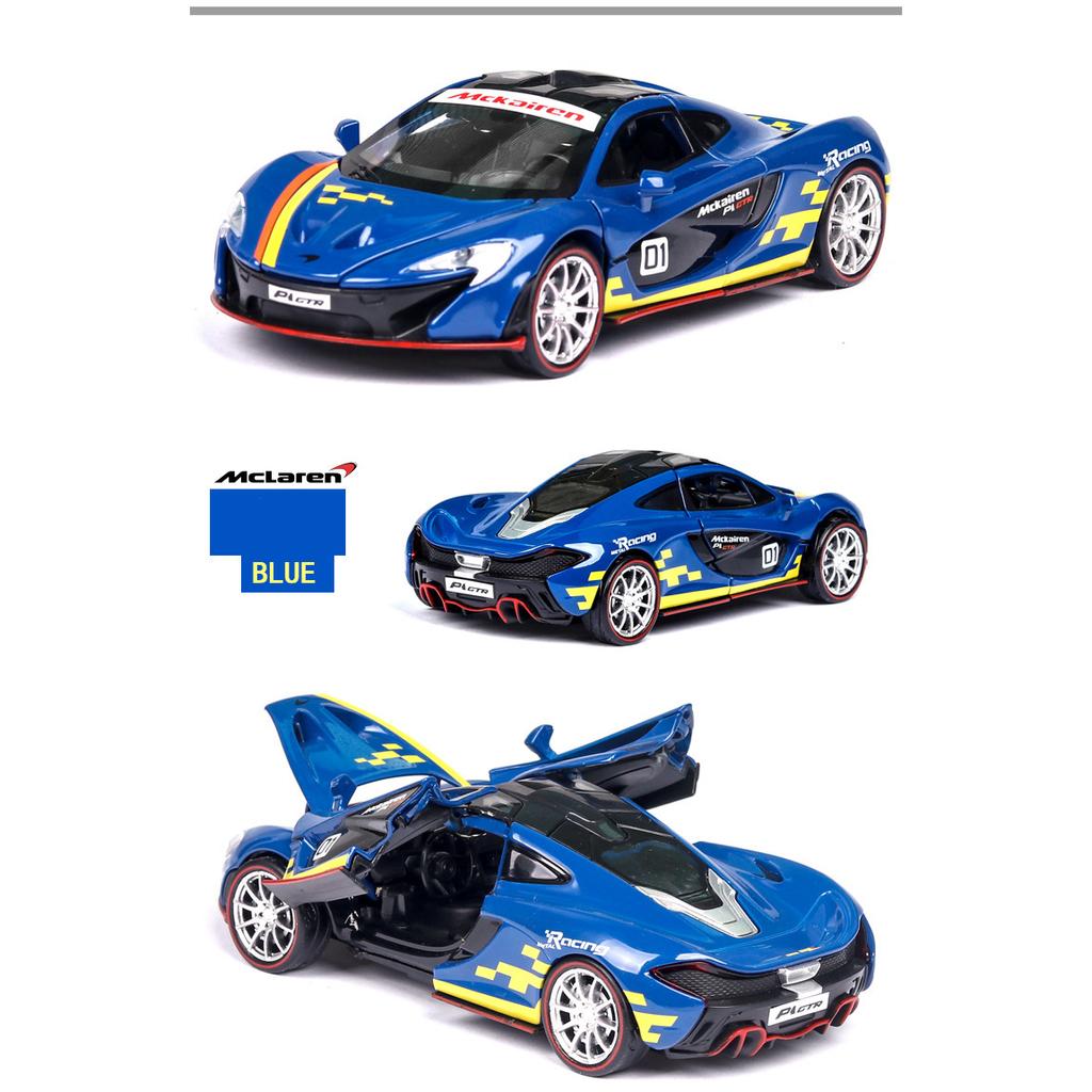 McLaren P1 GTR-Druckgussauto-Modellspielzeug im Maßstab 1:32, zurückziehbares Spielzeugfahrzeug mit Ton und Licht für Kinder, Kleinkinder, Jungen und Mädchen, Geschenkkollektion