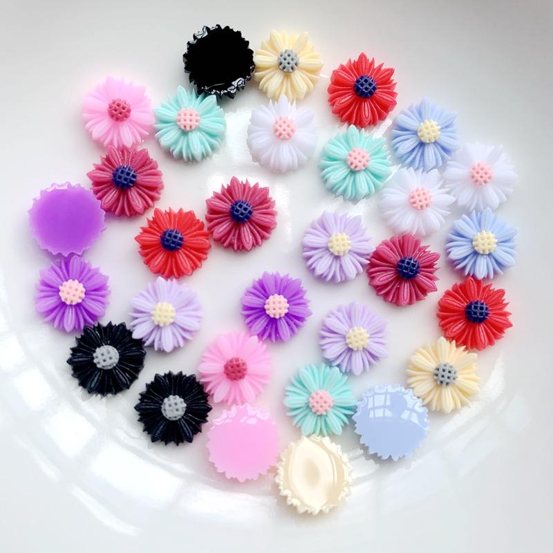 

60PCS 9,5 мм Плоская задняя смола ретро Daisy цветок горный хрусталь ручной декор DIY наклейка ногти аксессуары для ногтей