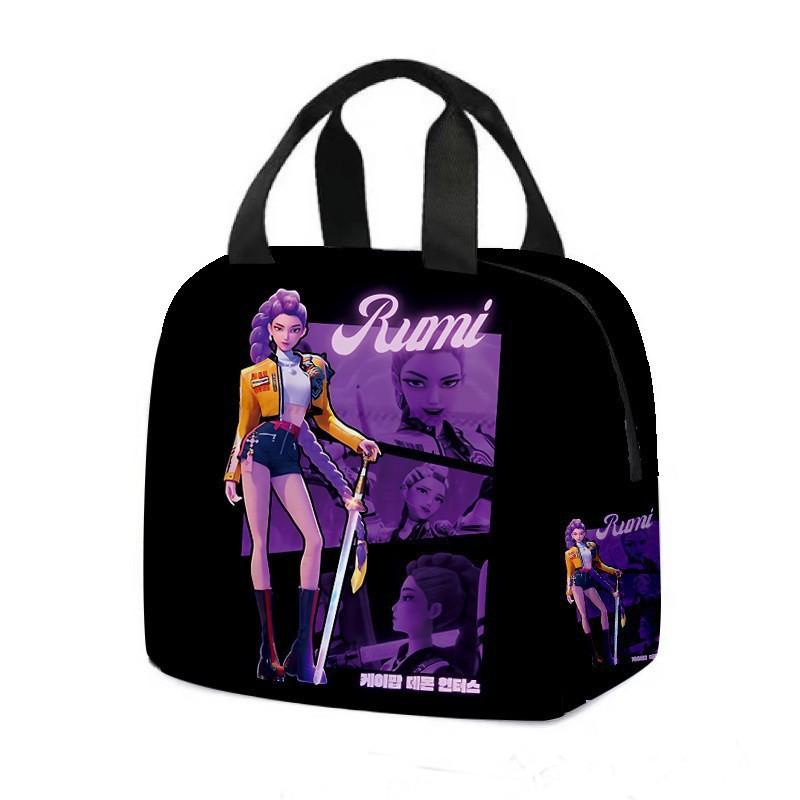 Borsa Termica per Pranzo Stile Cartone Animato Ispirata al K-Pop con Manico Pieghevole Raffreddatore Termico Bambini Adolescenti Rivestimento in Foglio di Alluminio