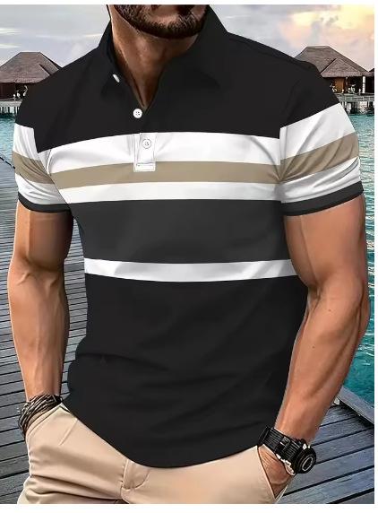 3D Printed Men s Polo Shirt Summer Classic Color Match New Fashion Summer Men s Short Sleeve Buttons XXS